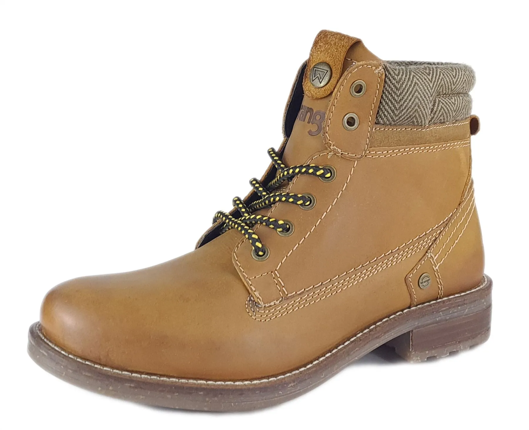 Wrangler Hill Tweed Lace Leather Combat Mens Boots