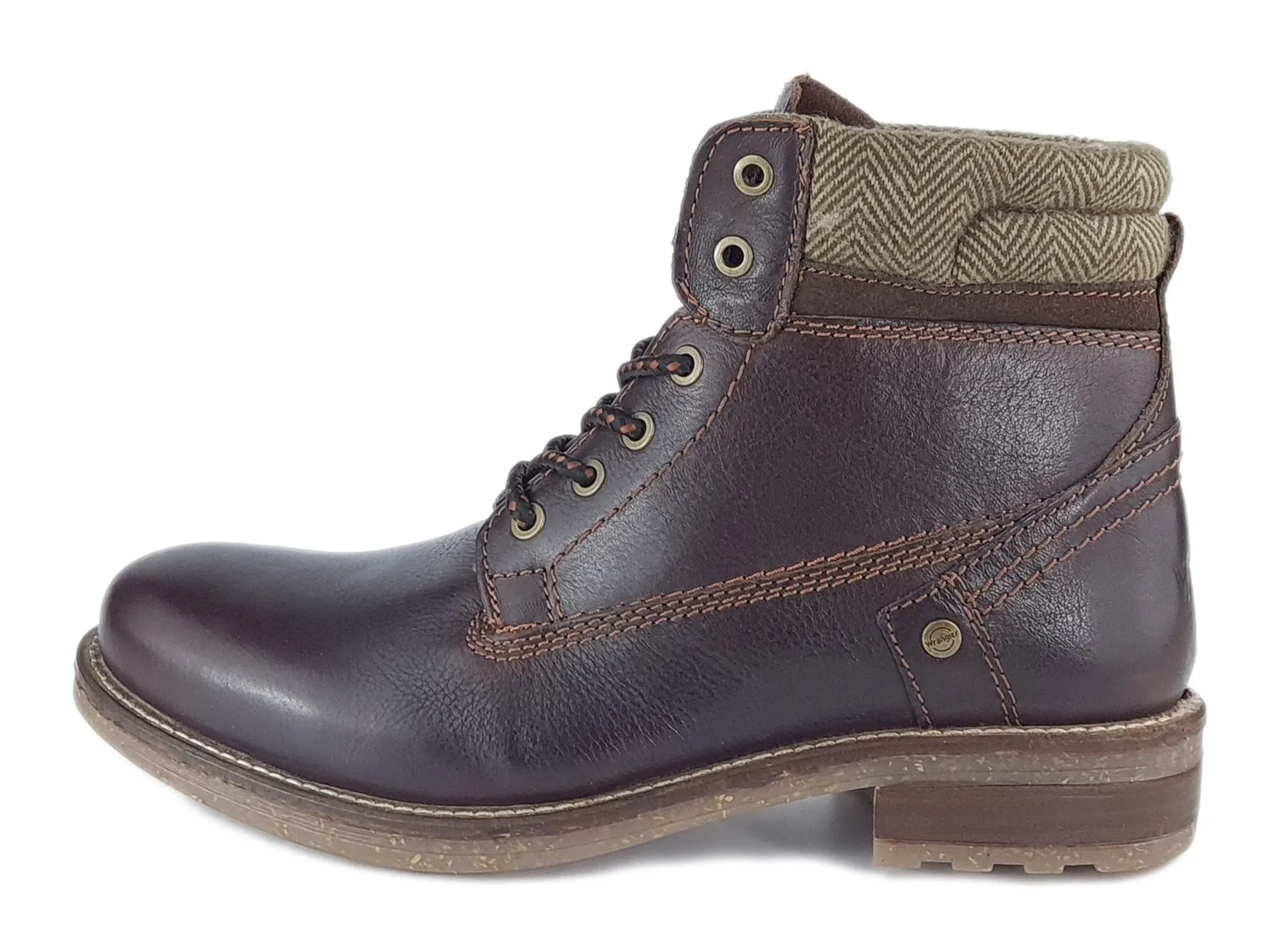 Wrangler Hill Tweed Lace Leather Combat Mens Boots