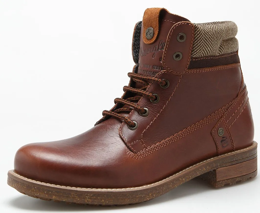 Wrangler Hill Tweed Lace Leather Combat Mens Boots