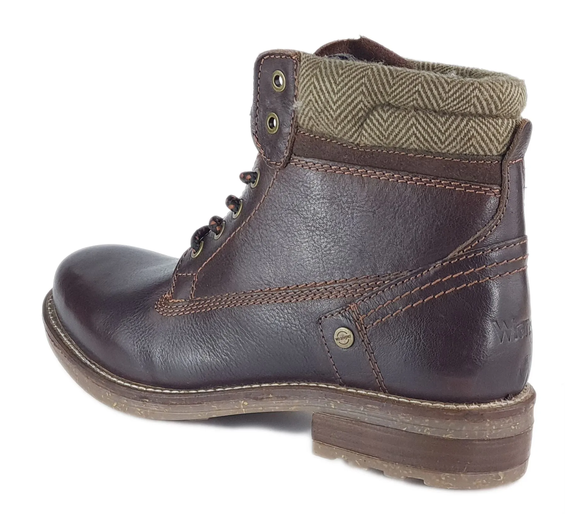 Wrangler Hill Tweed Lace Leather Combat Mens Boots