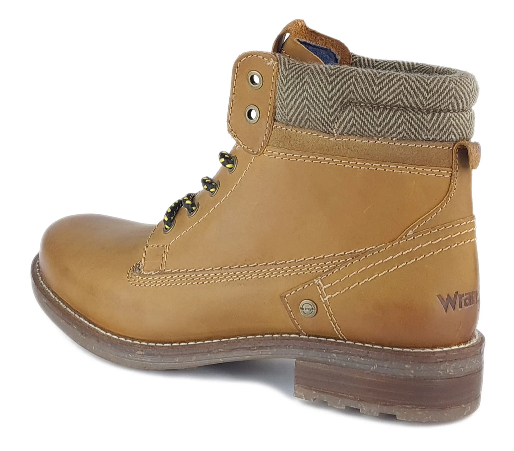 Wrangler Hill Tweed Lace Leather Combat Mens Boots